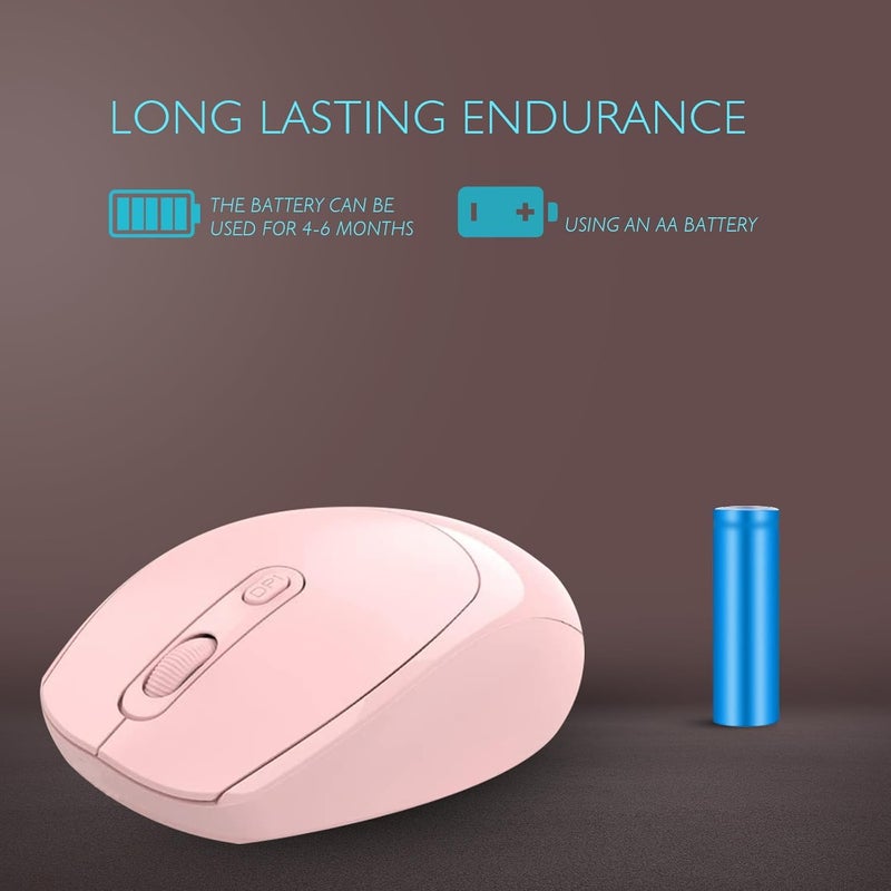ONEUP Wireless Mouse, 2.4G, Silent, Computer, USB Nano Receiver for Laptop, Chromebook, PC, Mac, Windows and School Work (Pink) - Image 4